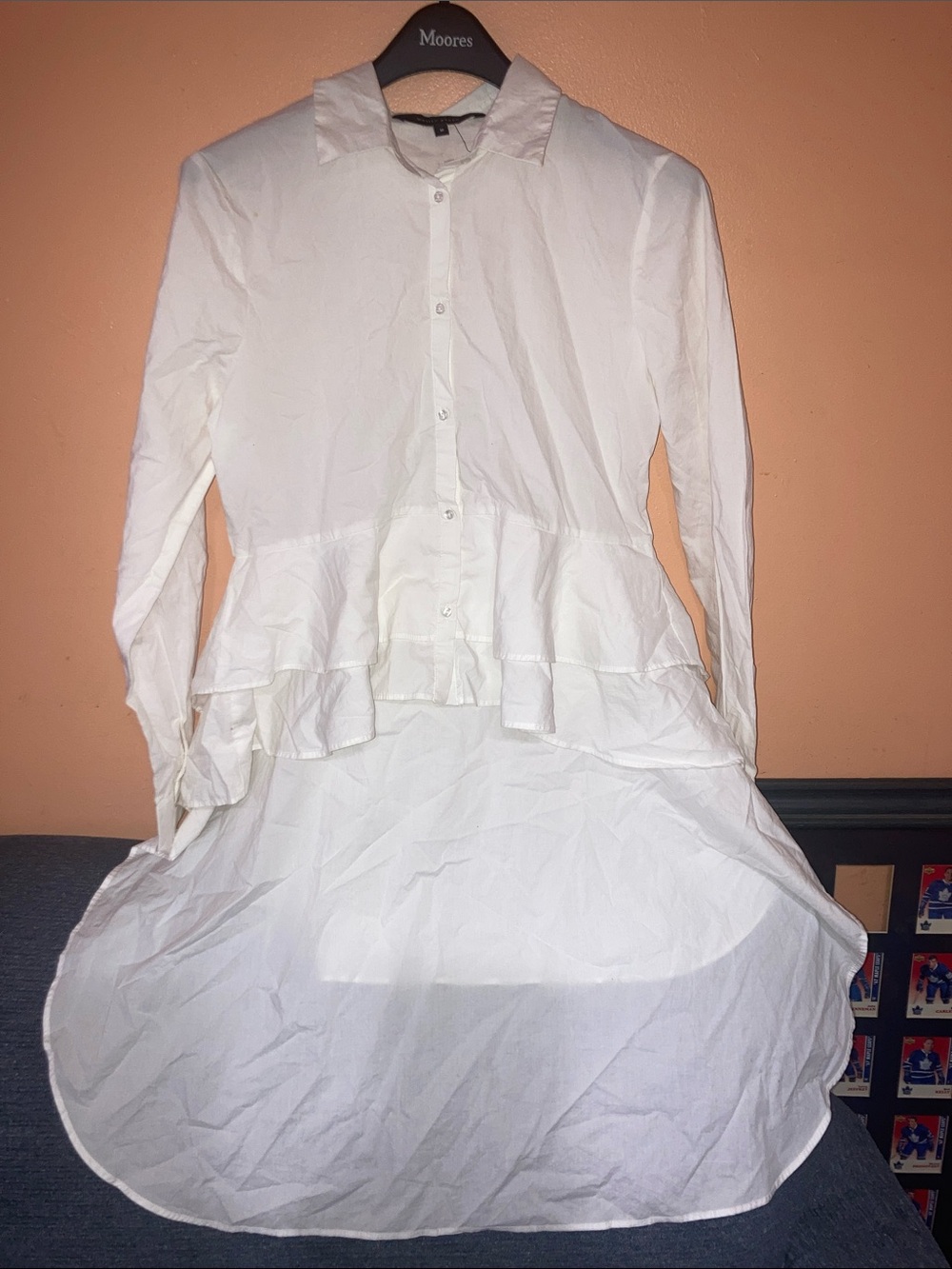 Walter Baker White High-Low Tiered Button-Up Dress